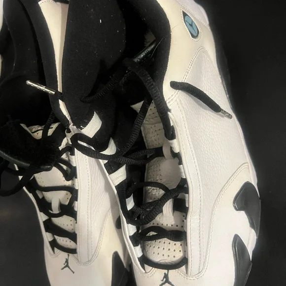 Jordan White and Black High-Top Sneakers with Leather Overlays - Picture 5 of 12